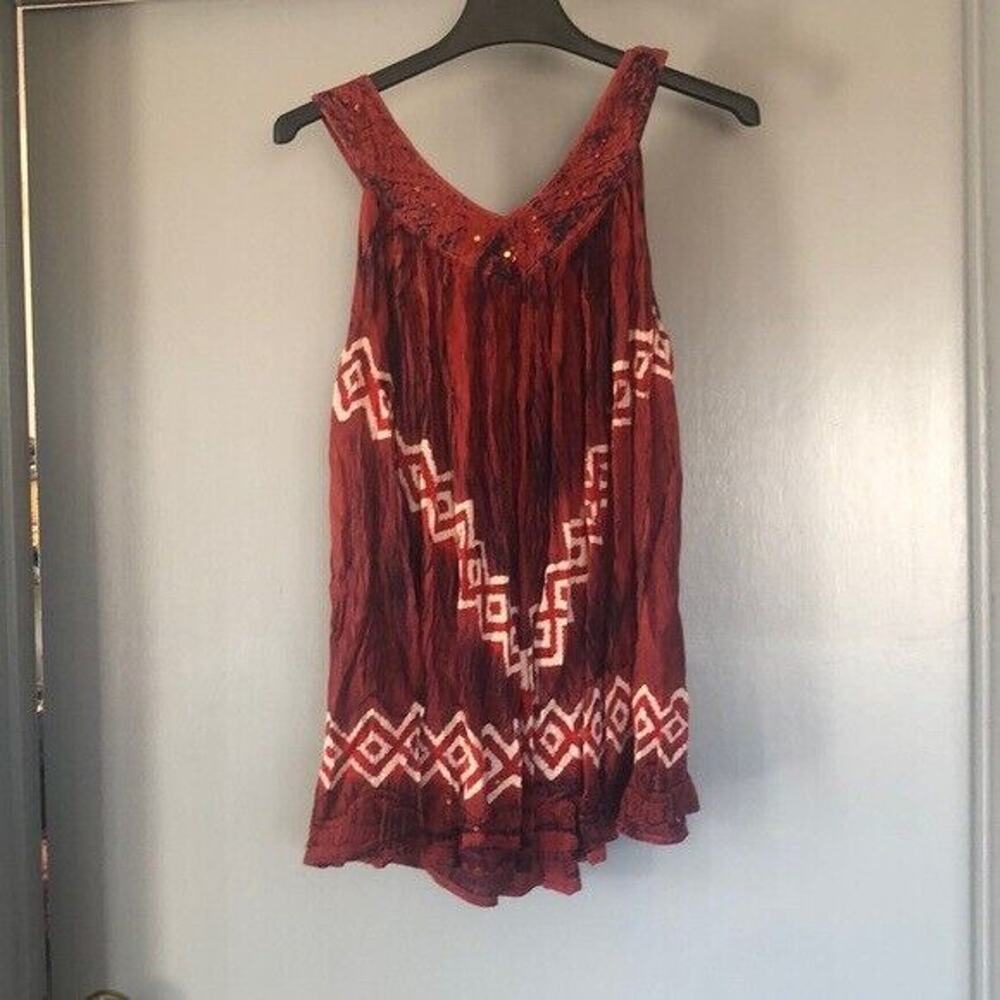 Scully Womens Sz Medium Sleeveless V-Neck embroidered sequins western top NO TAG